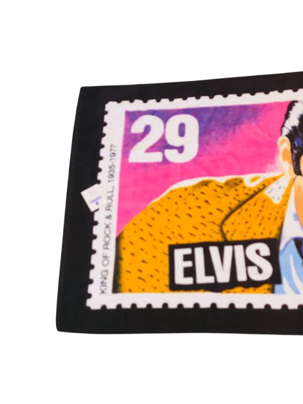 Elvis Presley 29 USA Stamp Beach Towel 1993 USPS Design Pink & Black Cotton